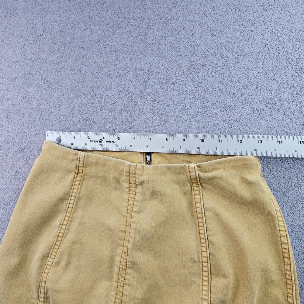 Free People Mini Skirt Womens 8 Khaki Denim Modern Femme Super Stretchy Back Zip - Picture 7 of 12